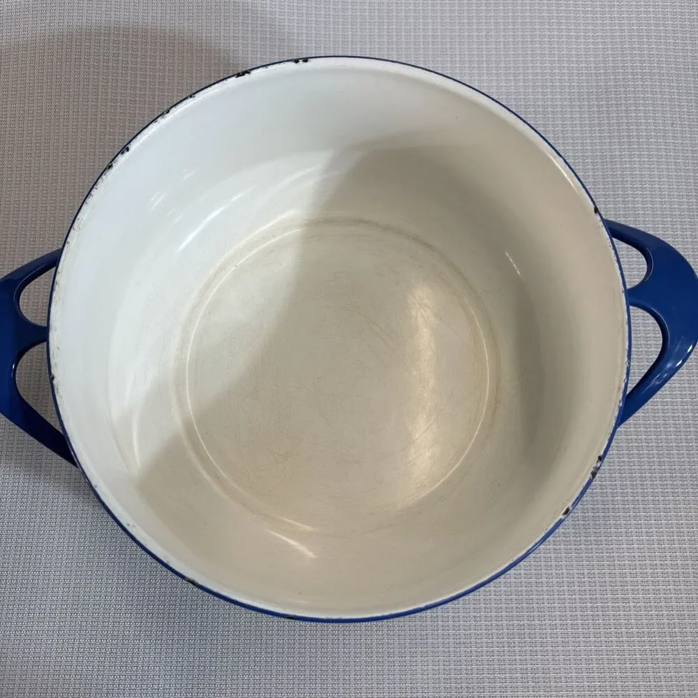 Vintage 2 Quart Blue Enamel Cookware Pot Casserole With Trivet Lid